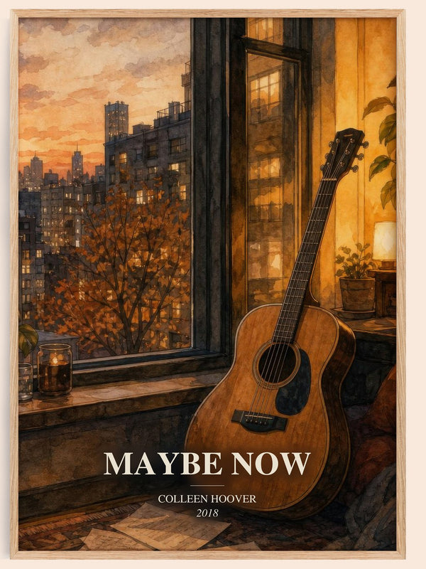 Maybe Now watercolour book poster by Colleen Hoover – framed literary art print