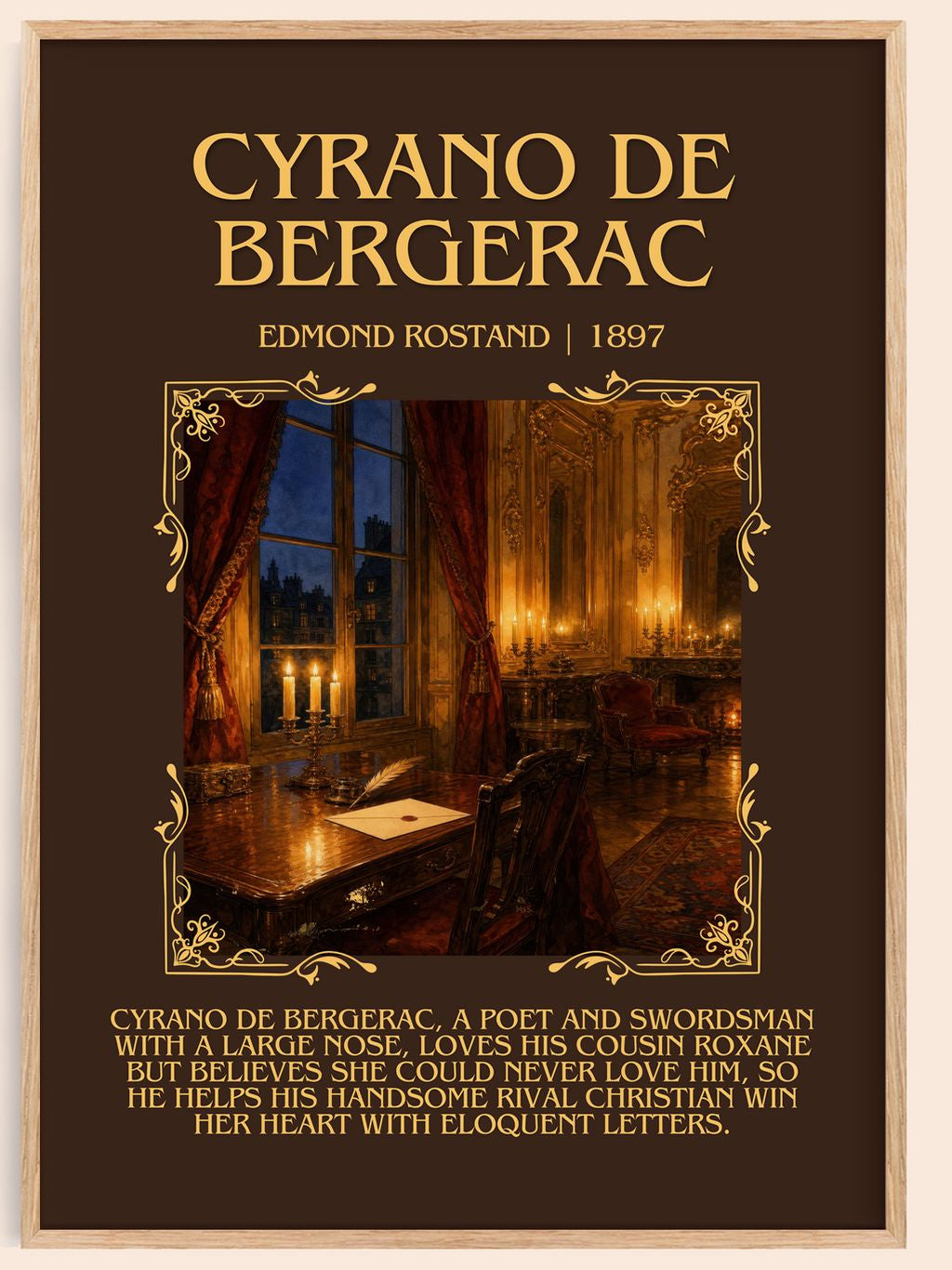 Cyrano de Bergerac Minimalist Book Poster by Edmond Rostand – book poster