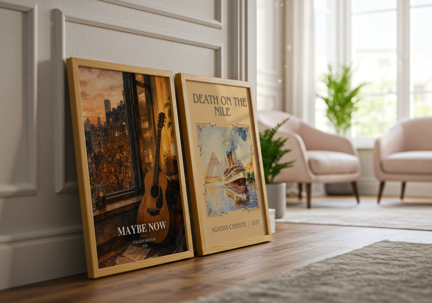 Maybe Now watercolour print framed by window – literary home decor