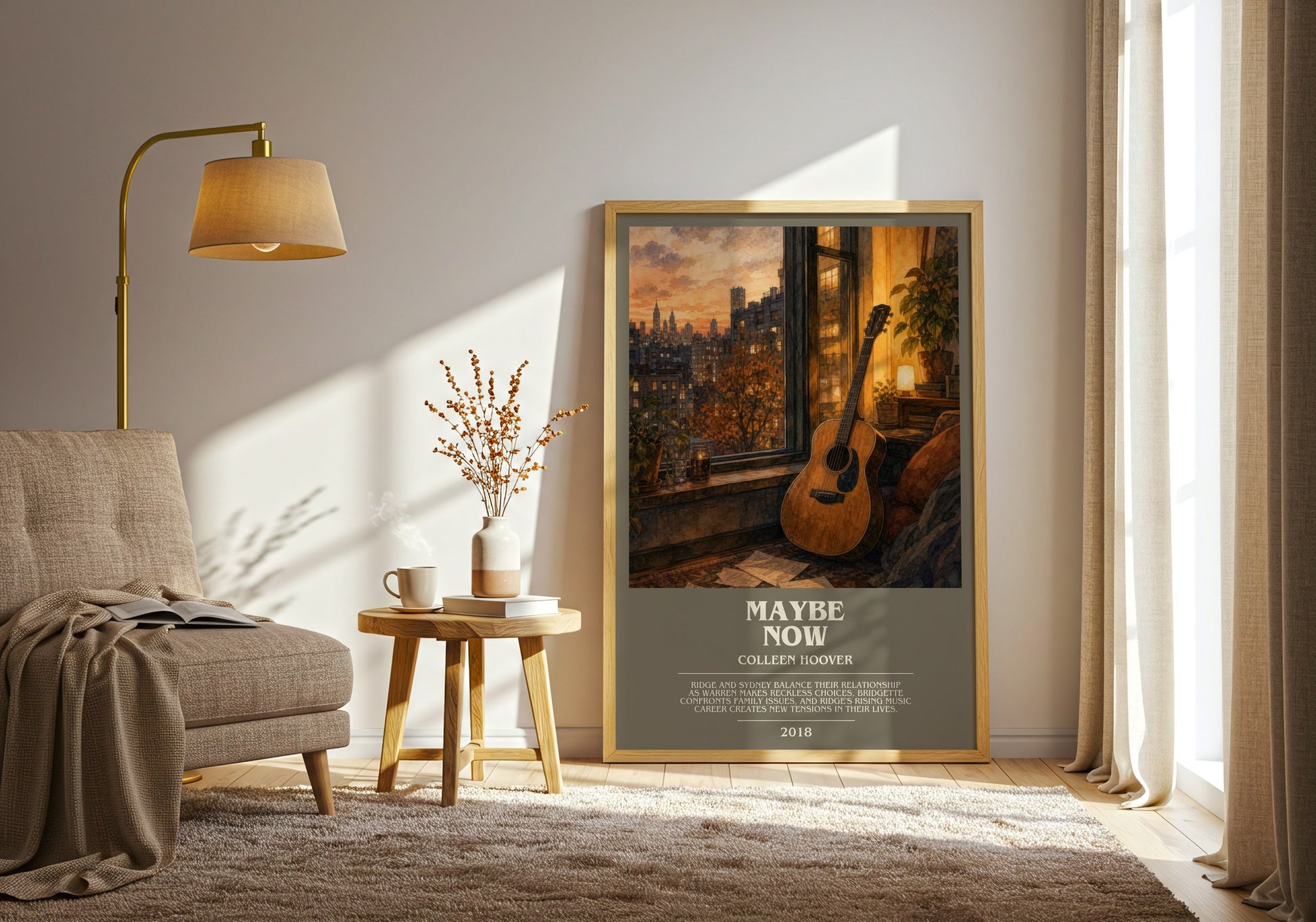 Maybe Now bookish print on bookshelf – Colleen Hoover fan gift