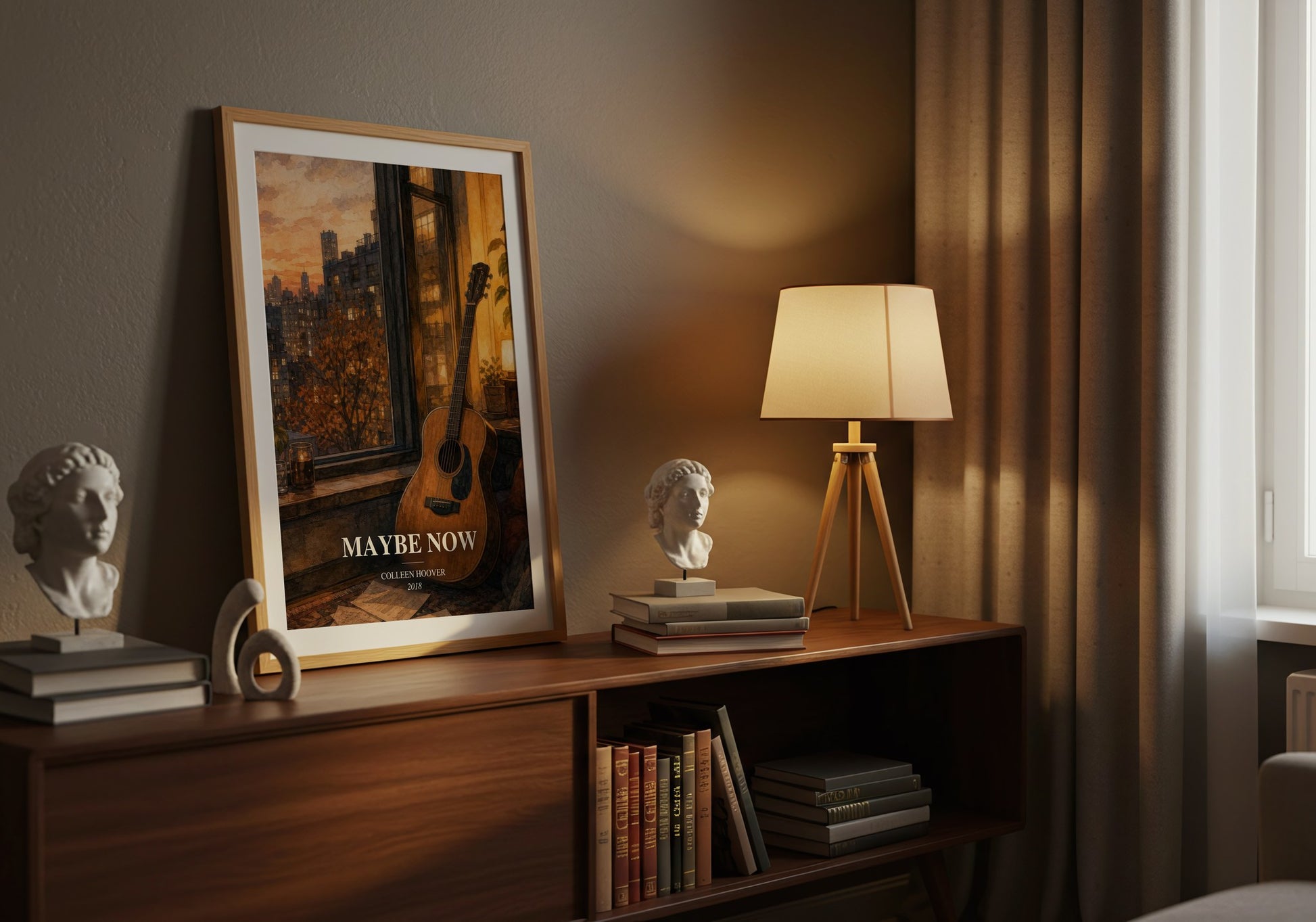 Maybe Now watercolour print on bookshelf – Colleen Hoover fan gift