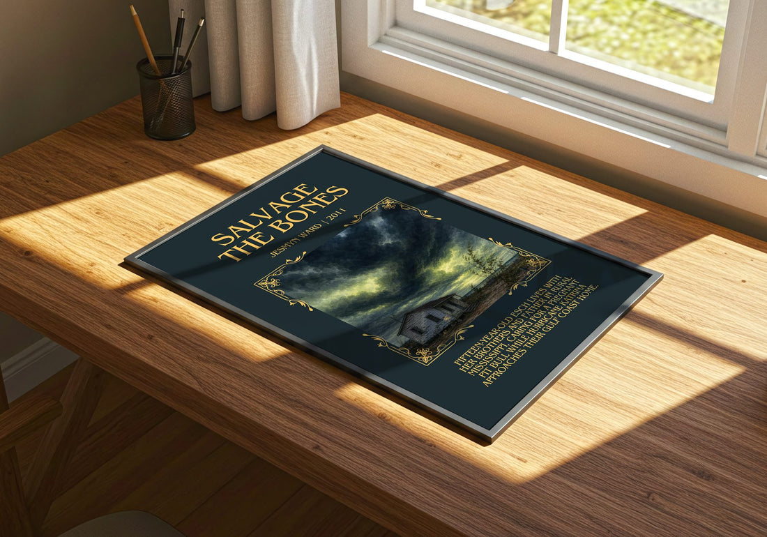 Salvage the Bones Minimalist Book Poster by Jesmyn Ward – print on a sunlit desk