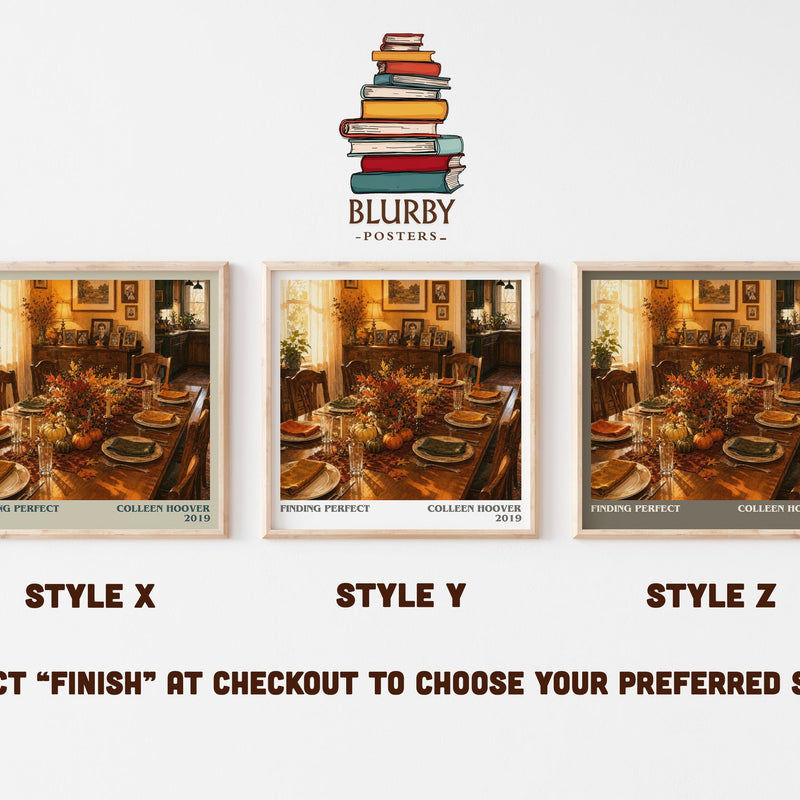 Finding Perfect literary print in frame leaning in hallway – young adult wall art