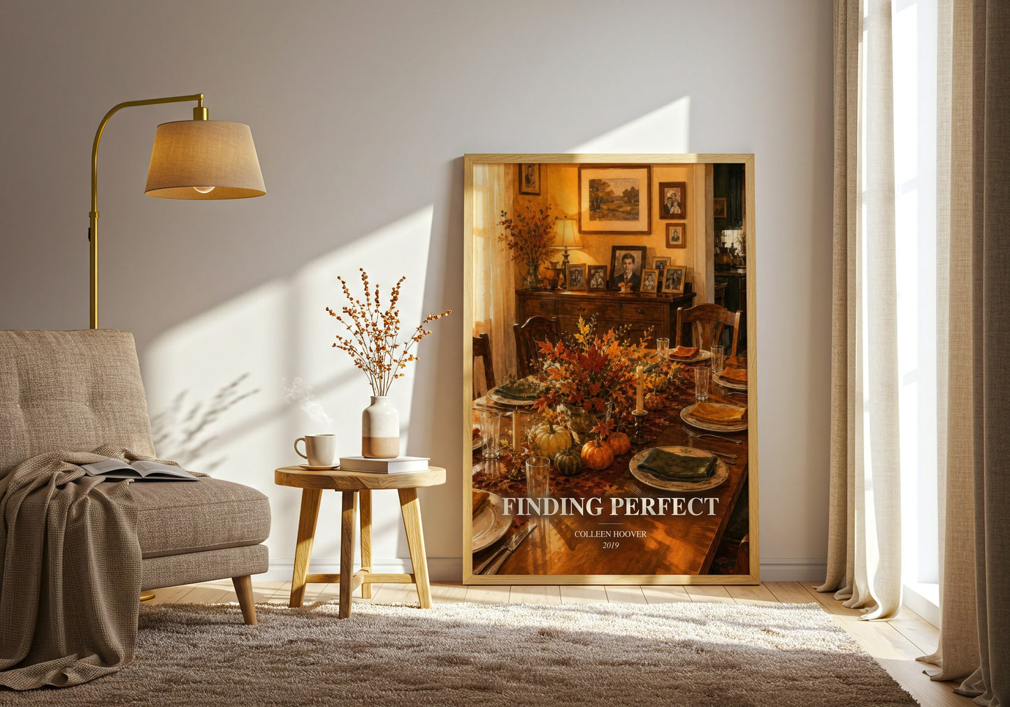 Finding Perfect watercolour print in frame leaning in hallway – young adult wall art