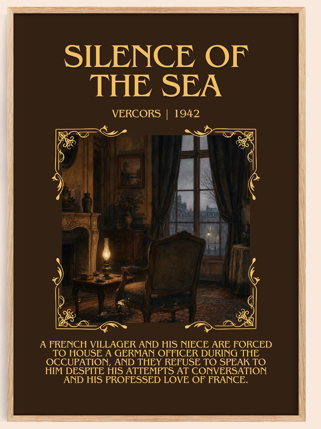 Silence of the Sea Minimalist Book Poster by Vercors – book poster