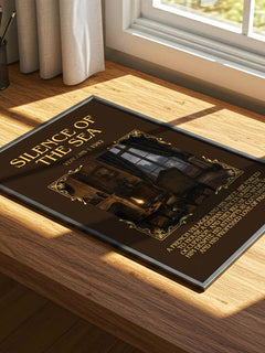 Silence of the Sea Minimalist Book Poster by Vercors – print on a sunlit desk