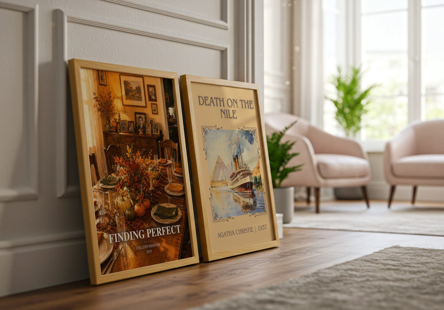 Finding Perfect watercolour print framed by window – literary home decor