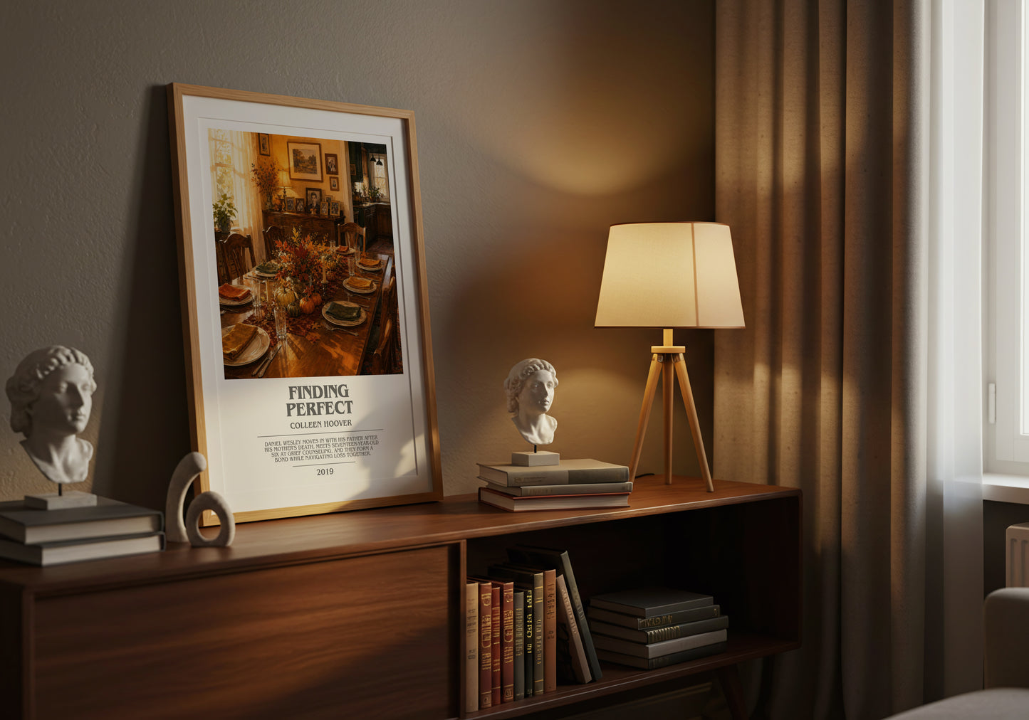 Finding Perfect bookish book poster framed on wall – young adult wall art