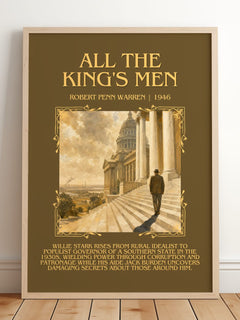 All the King's Men Minimalist Book Poster by Robert Penn Warren – framed print leaning on a wooden floor