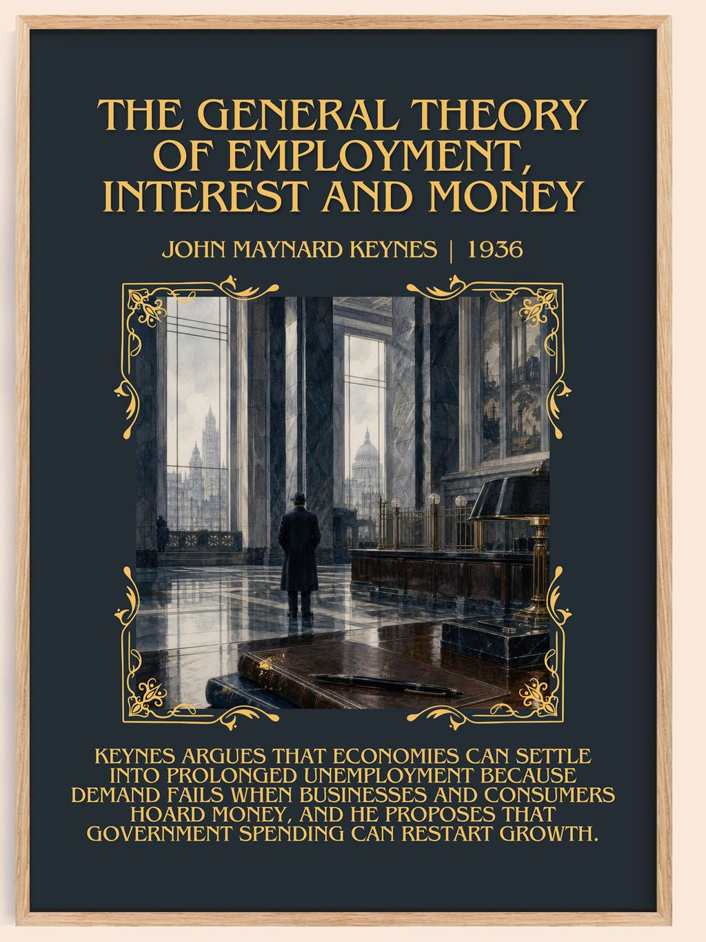 The General Theory of Employment, Interest and Money Minimalist Book Poster by John Maynard Keynes – book poster