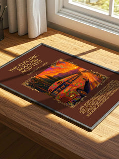 The Electric Kool-Aid Acid Test Minimalist Book Poster by Tom Wolfe – print on a sunlit desk