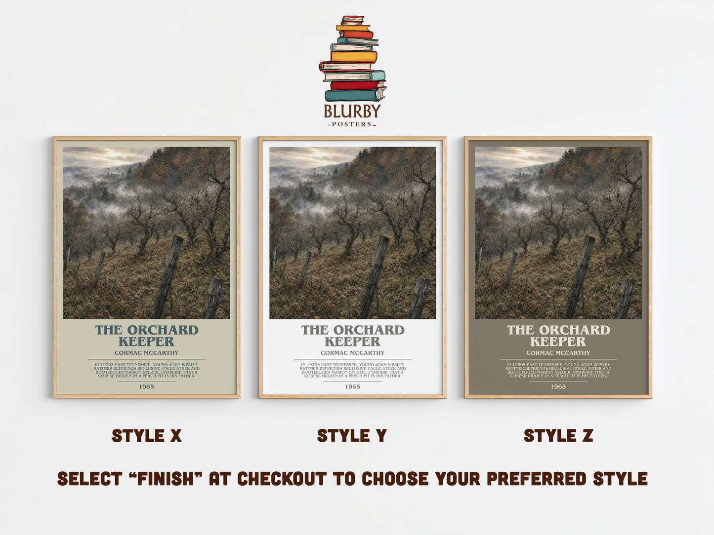 The Orchard Keeper bookish print in frame leaning in hallway – literary fiction wall art