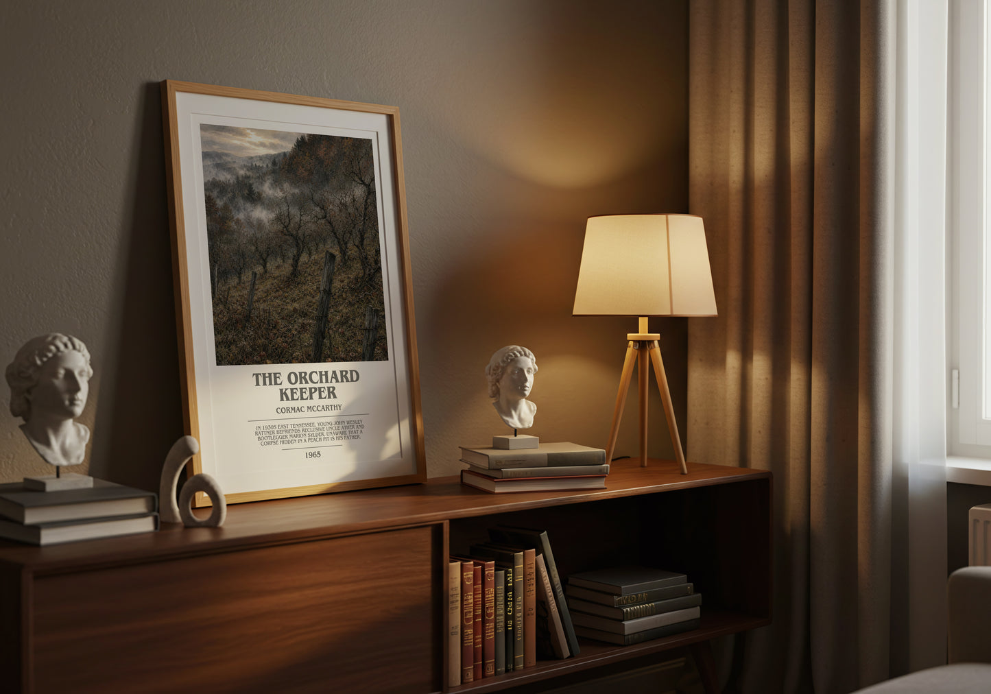 The Orchard Keeper bookish book poster framed on wall – literary fiction wall art