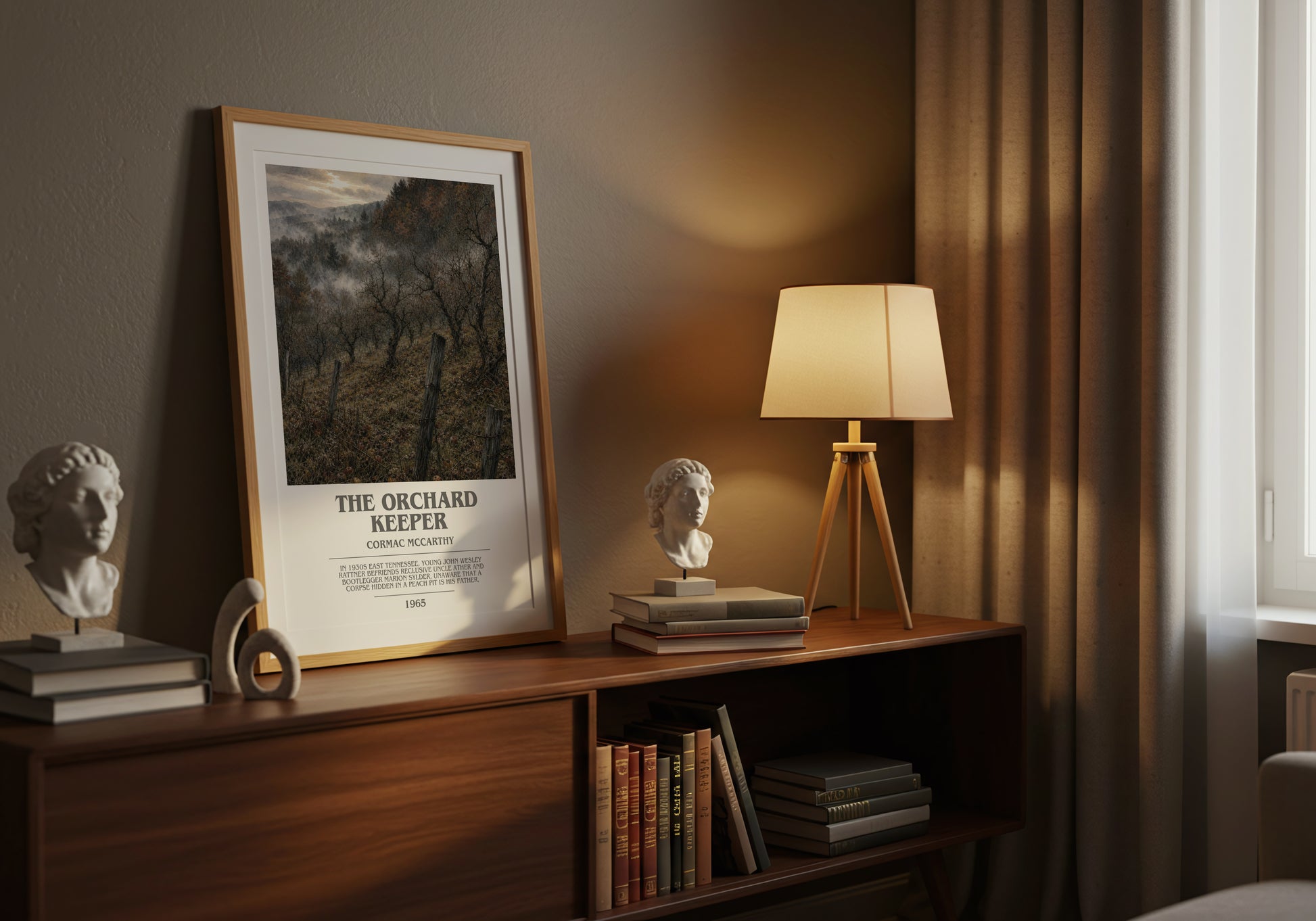 The Orchard Keeper bookish book poster framed on wall – literary fiction wall art