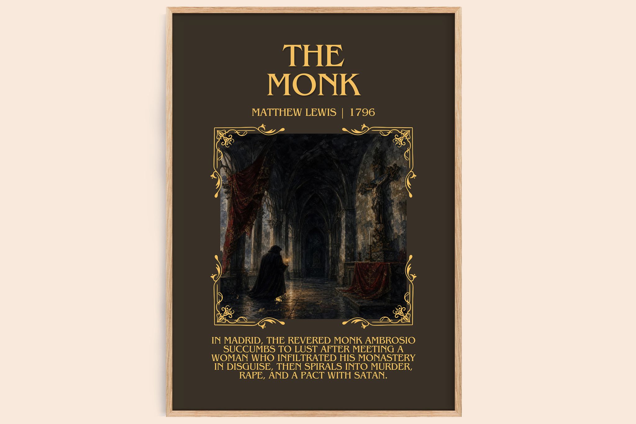 The Monk Minimalist Book Poster by Matthew Lewis