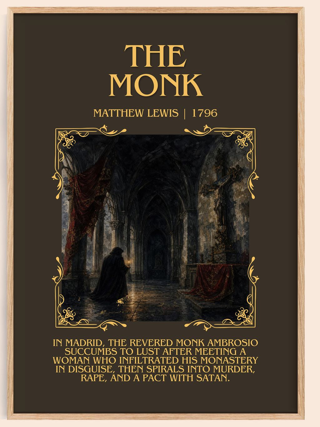 The Monk Minimalist Book Poster by Matthew Lewis – book poster