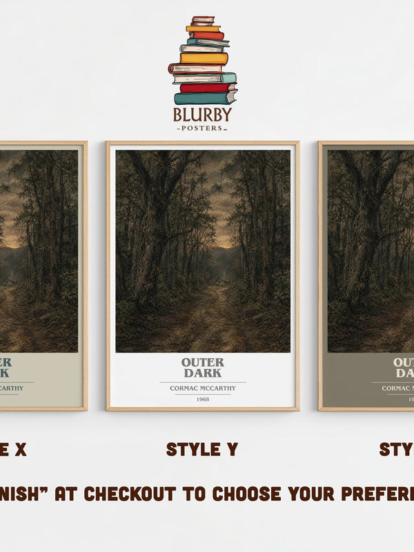 Outer Dark book cover print in frame leaning in hallway – literary fiction wall art