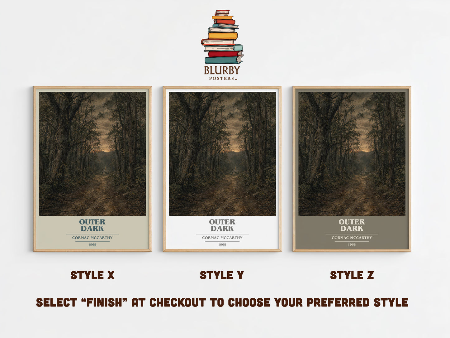 Outer Dark book cover print in frame leaning in hallway – literary fiction wall art