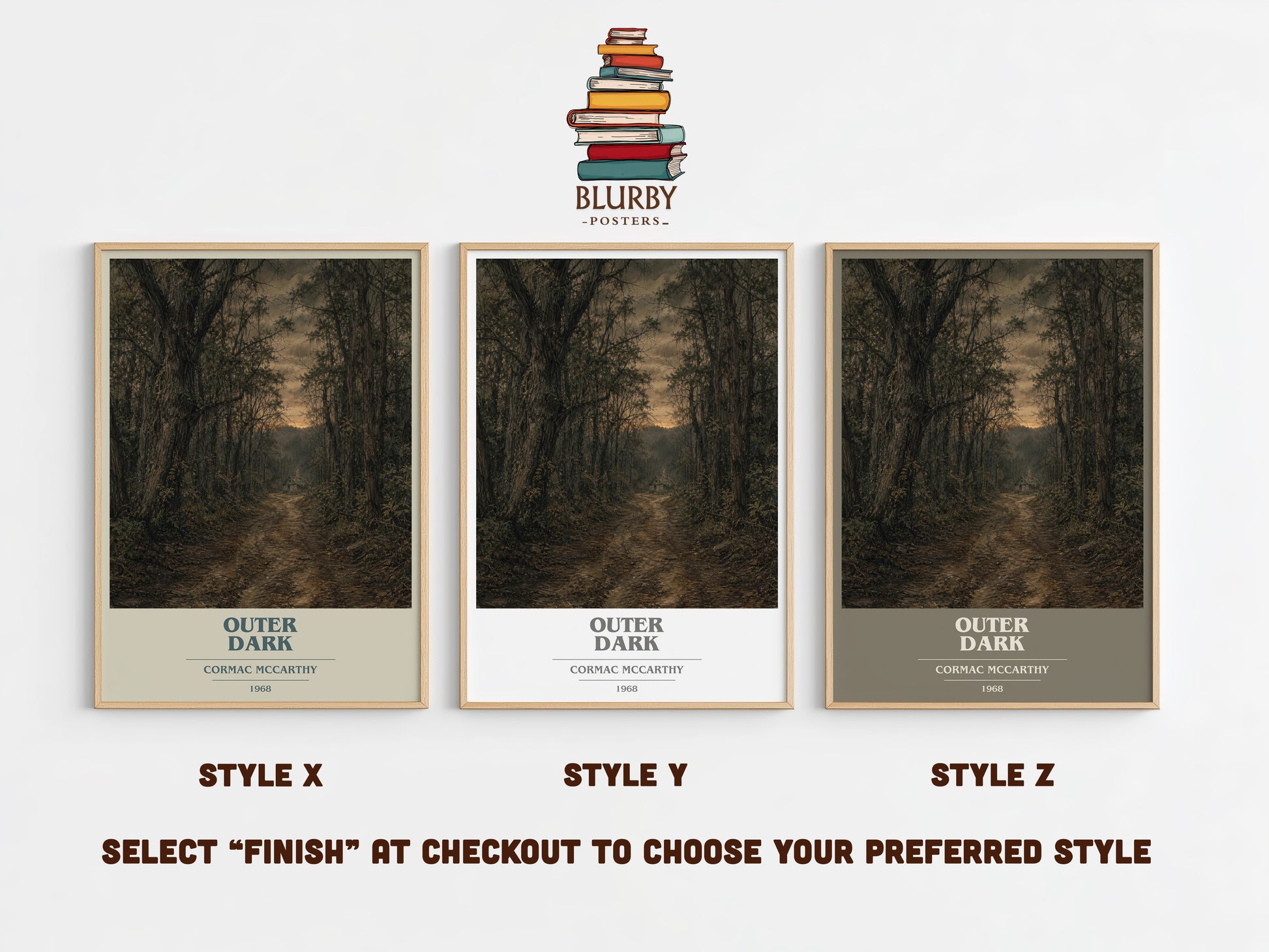 Outer Dark book cover print in frame leaning in hallway – literary fiction wall art