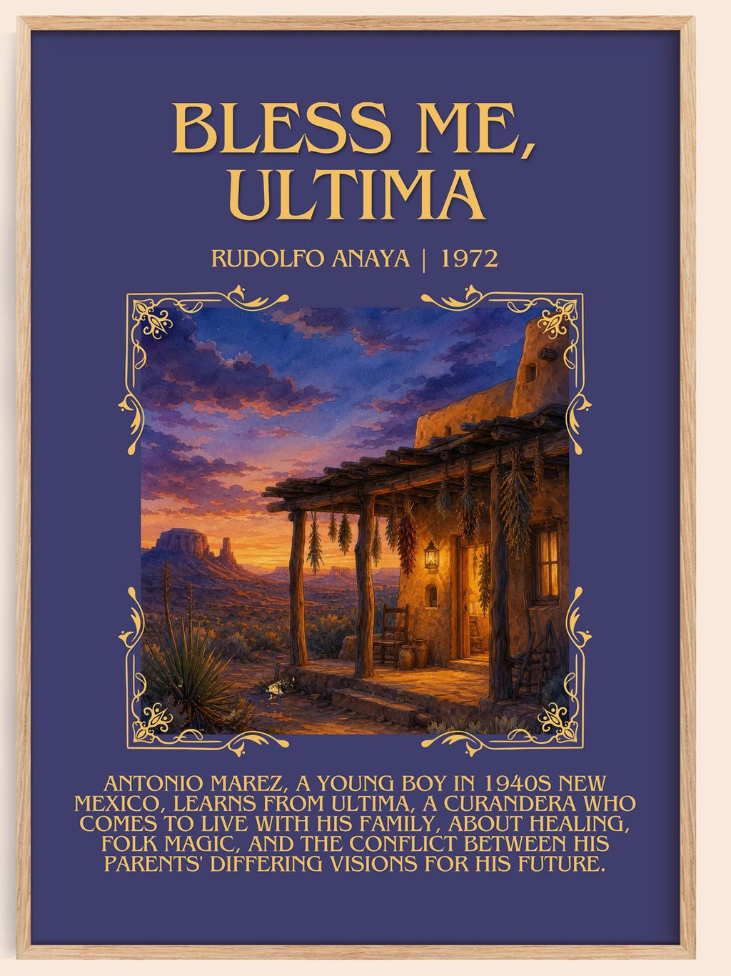 Bless Me, Ultima Minimalist Book Poster by Rudolfo Anaya – book poster