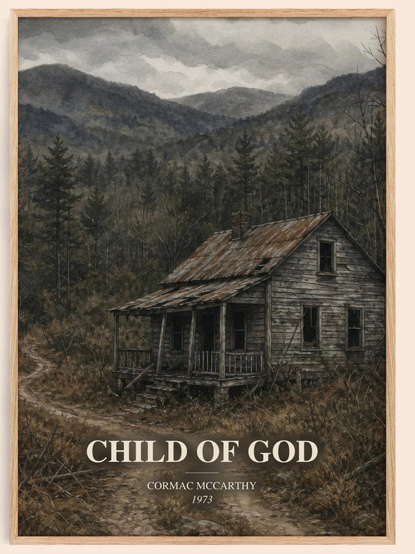 Child Of God watercolour book poster by Cormac Mccarthy – framed literary art print