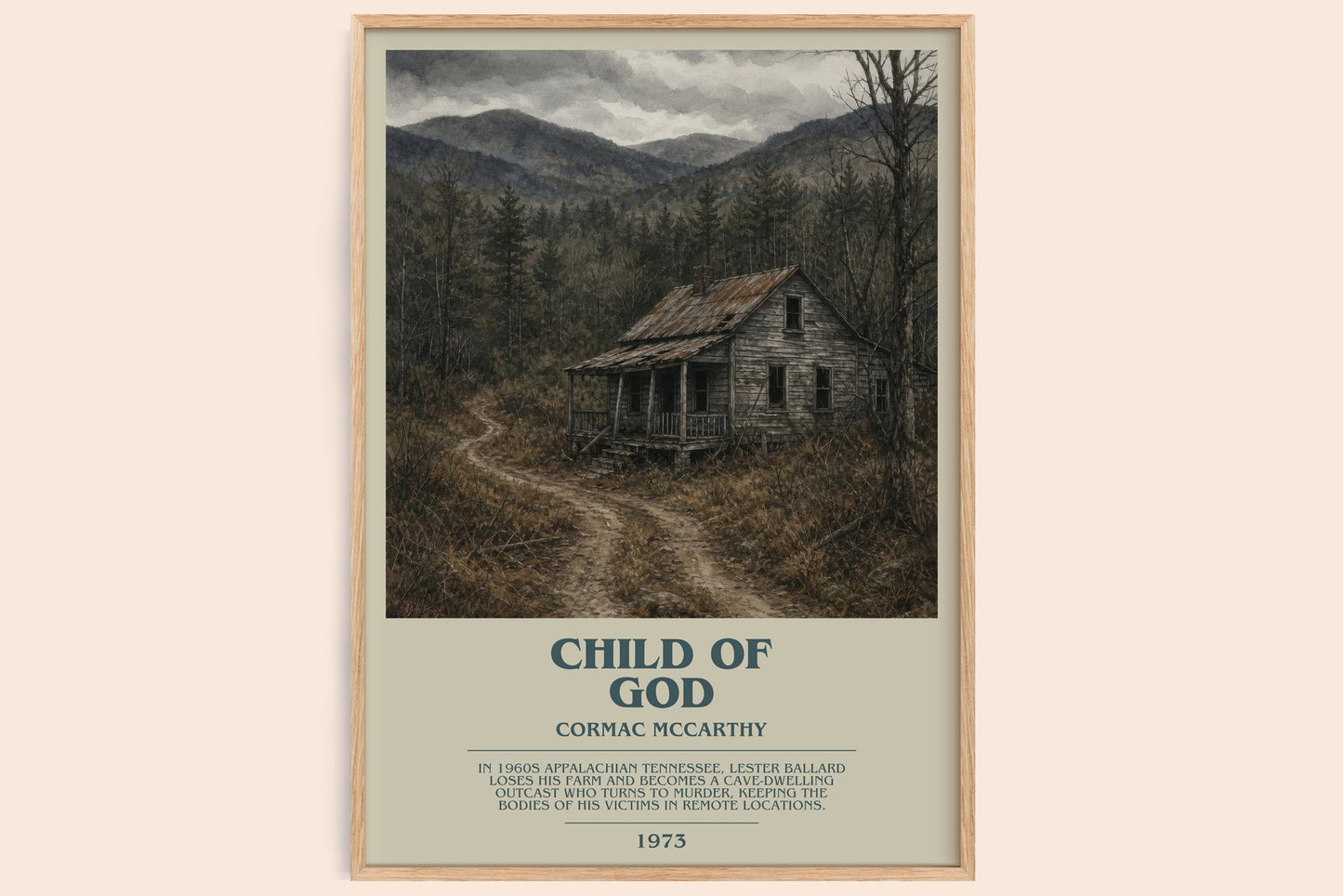 Child Of God bookish book poster by Cormac Mccarthy – framed literary art print