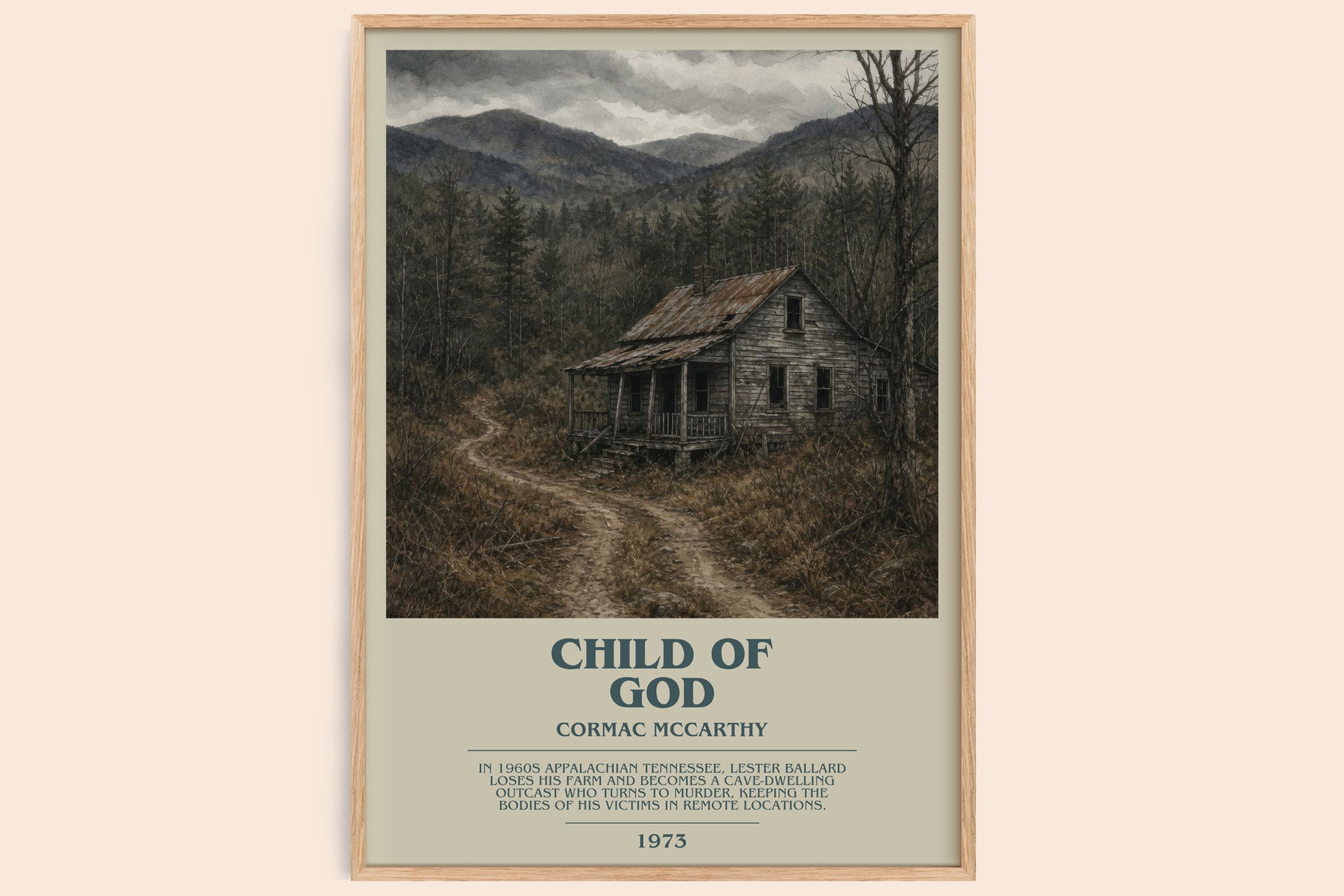Child Of God bookish book poster by Cormac Mccarthy – framed literary art print