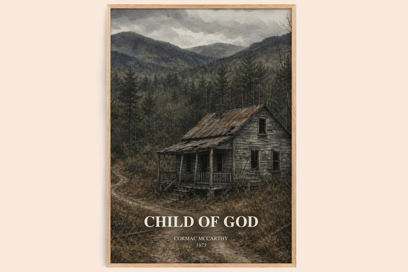 Child Of God watercolour book poster by Cormac Mccarthy – framed literary art print