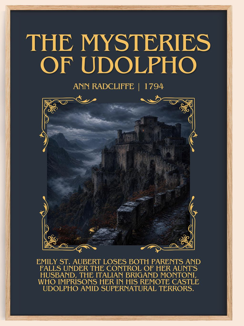 The Mysteries of Udolpho Minimalist Book Poster by Ann Radcliffe – book poster