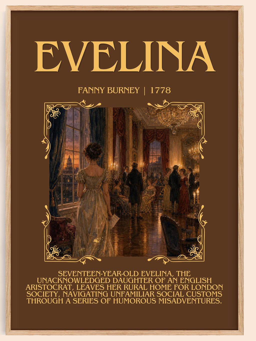 Evelina Minimalist Book Poster by Fanny Burney – book poster