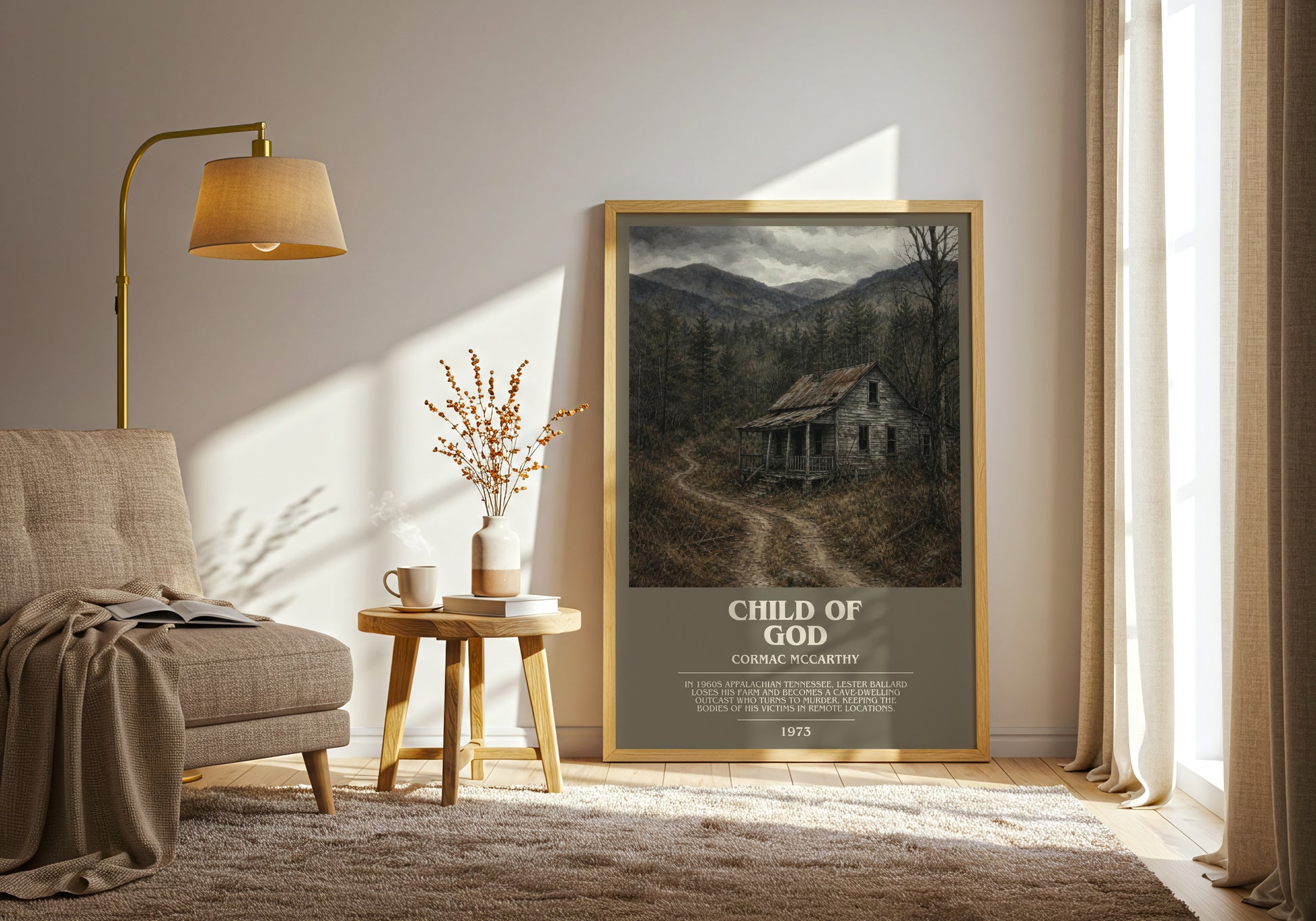 Child Of God bookish print on bookshelf – Cormac Mccarthy fan gift