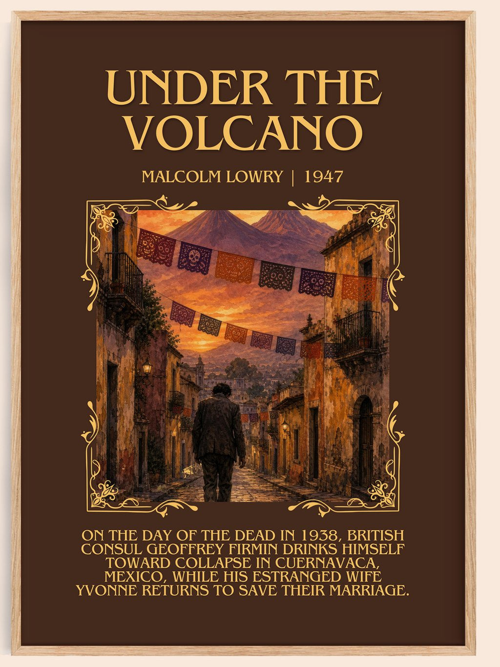 Under the Volcano Minimalist Book Poster by Malcolm Lowry – book poster
