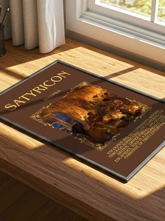 Satyricon Minimalist Book Poster by Petronius – print on a sunlit desk
