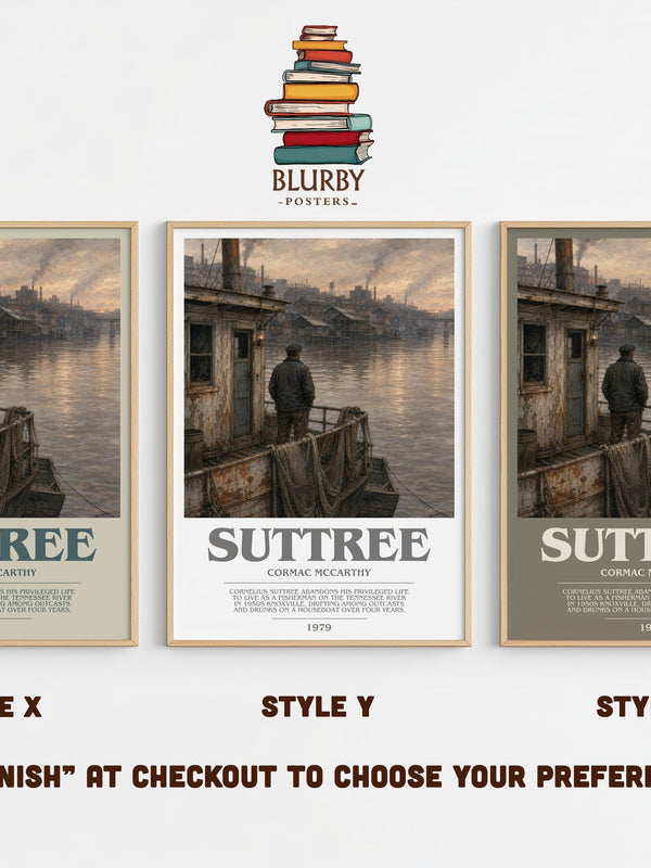 Suttree bookish print in frame leaning in hallway – literary fiction wall art