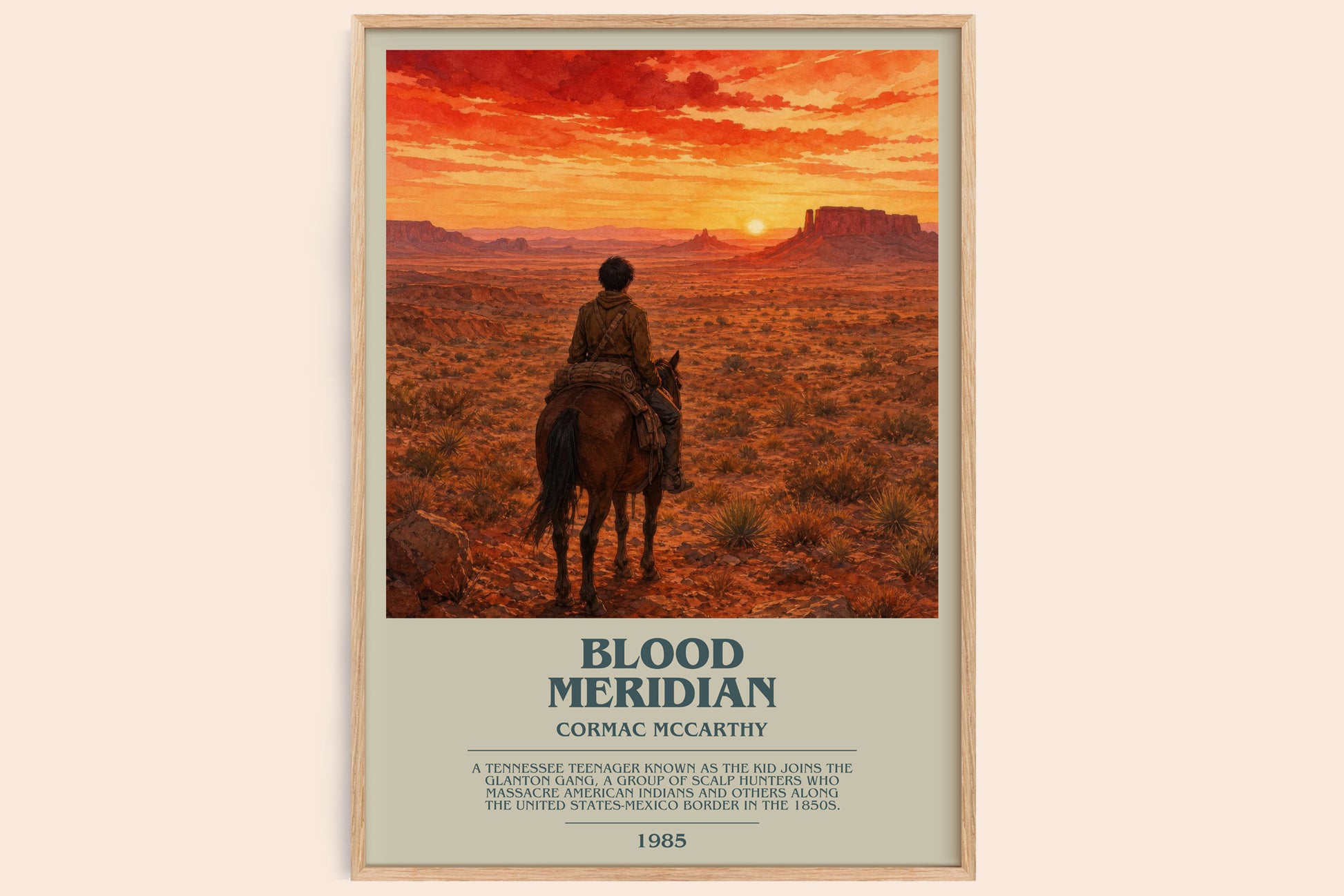 Blood Meridian bookish book poster by Cormac Mccarthy – framed literary art print
