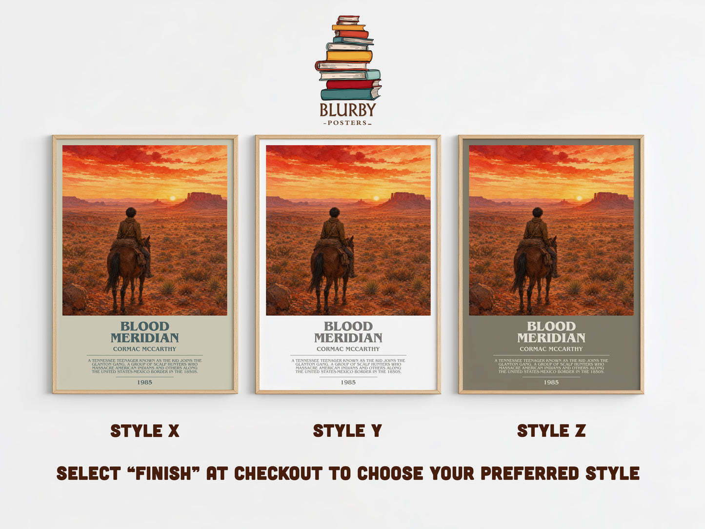 Blood Meridian bookish print in frame leaning in hallway – historical fiction wall art