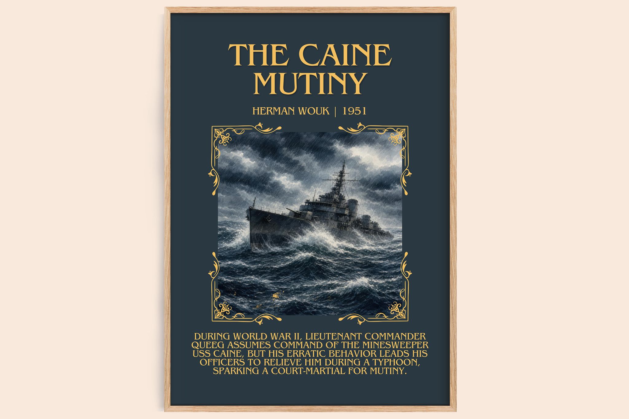 The Caine Mutiny Minimalist Book Poster by Herman Wouk