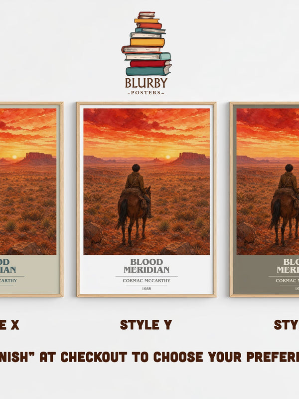 Blood Meridian book cover print in frame leaning in hallway – historical fiction wall art