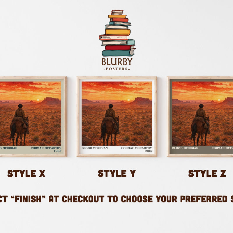 Blood Meridian literary print in frame leaning in hallway – historical fiction wall art