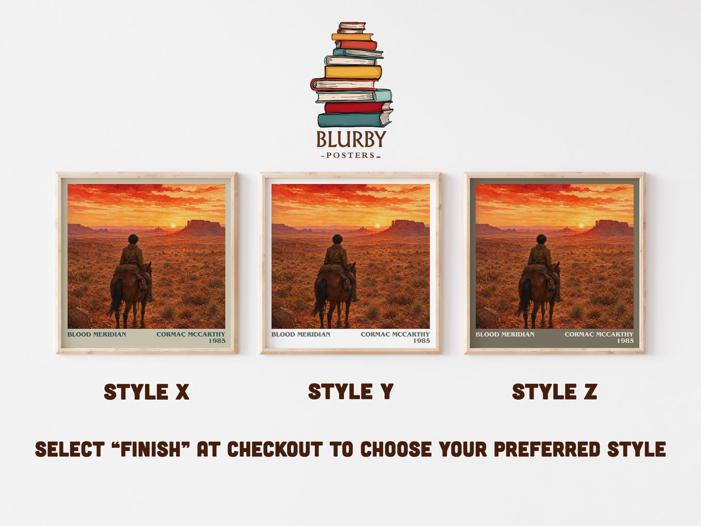 Blood Meridian literary print in frame leaning in hallway – historical fiction wall art
