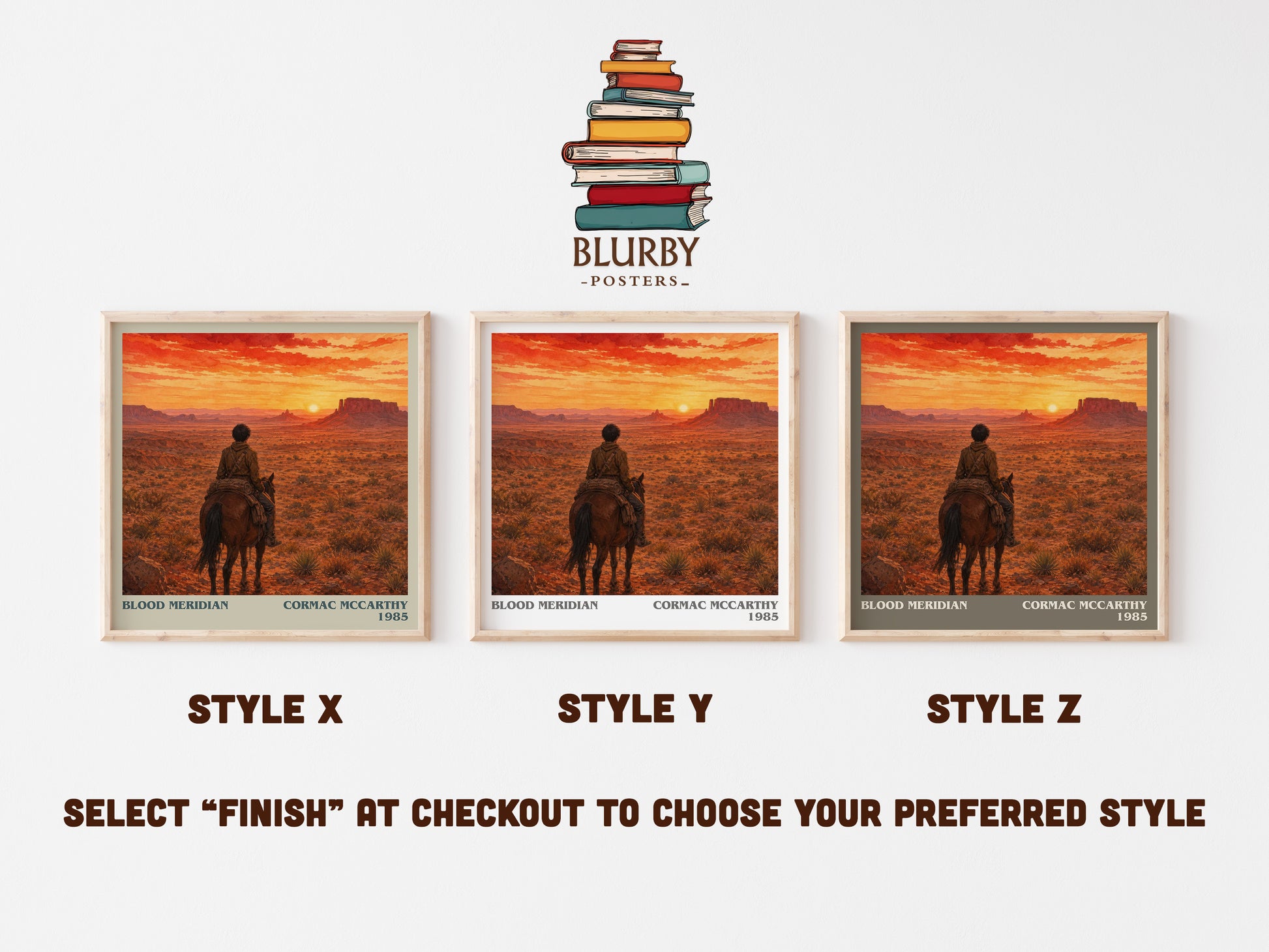 Blood Meridian literary print in frame leaning in hallway – historical fiction wall art