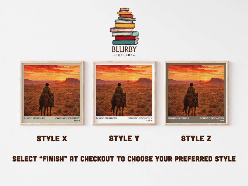 Blood Meridian literary print in frame leaning in hallway – historical fiction wall art