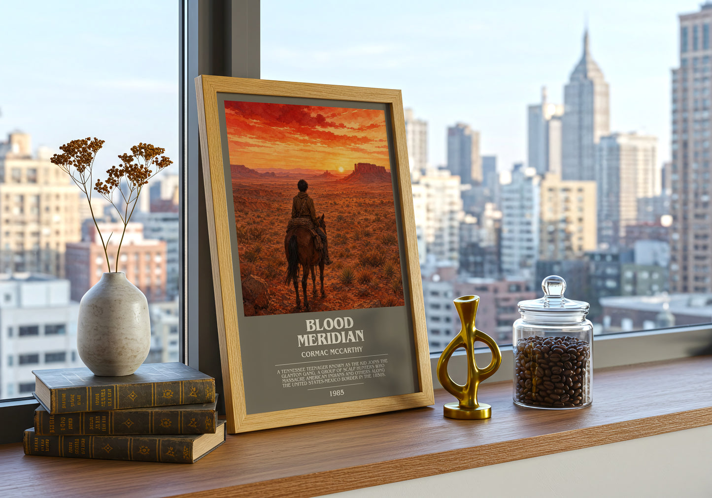 Blood Meridian bookish print framed by window – literary home decor