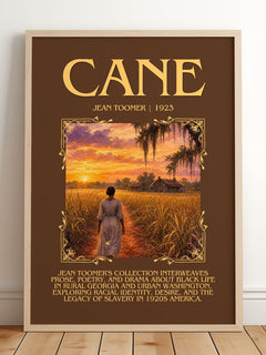 Cane Minimalist Book Poster by Jean Toomer – framed print leaning on a wooden floor
