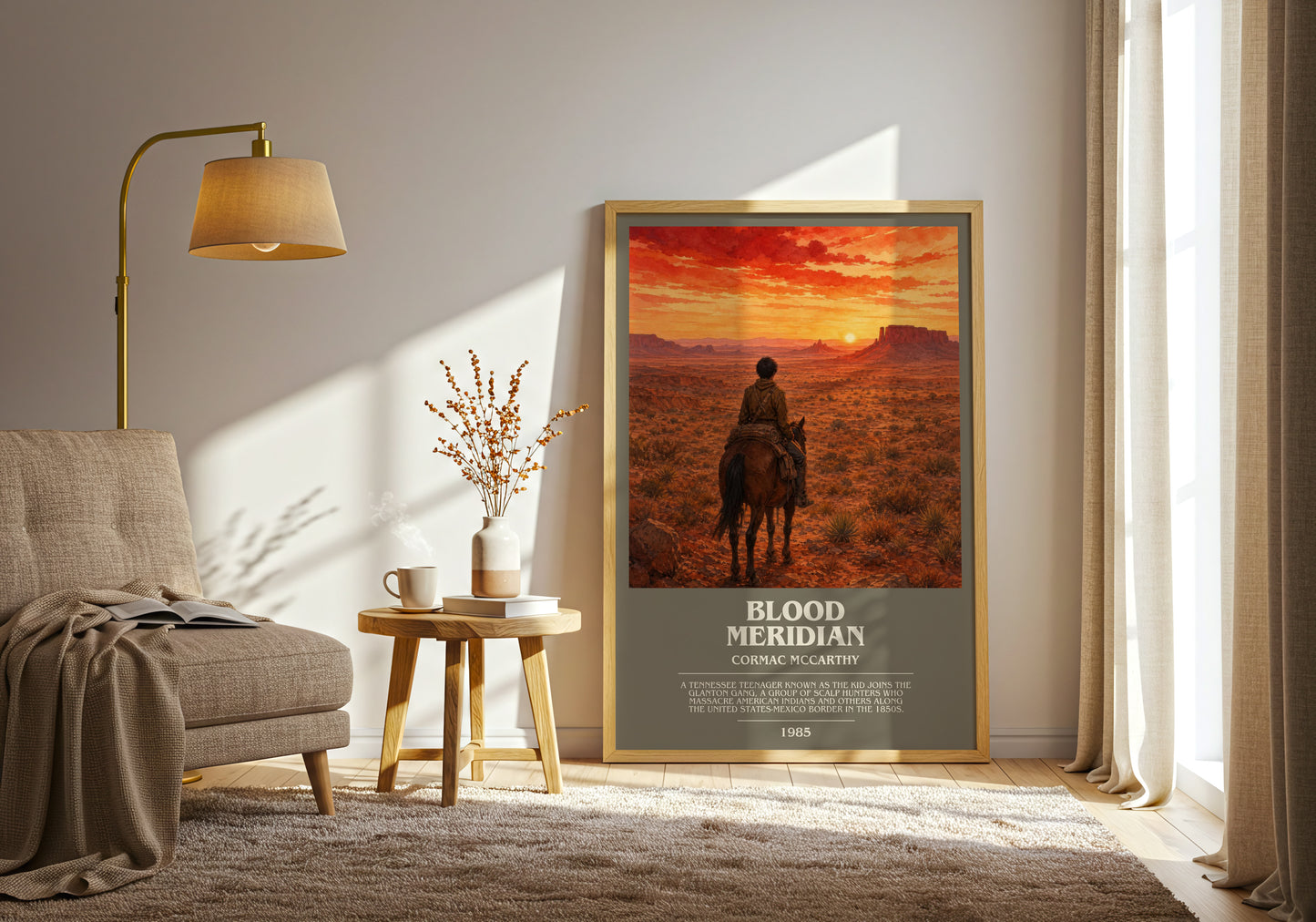 Blood Meridian bookish print on bookshelf – Cormac Mccarthy fan gift
