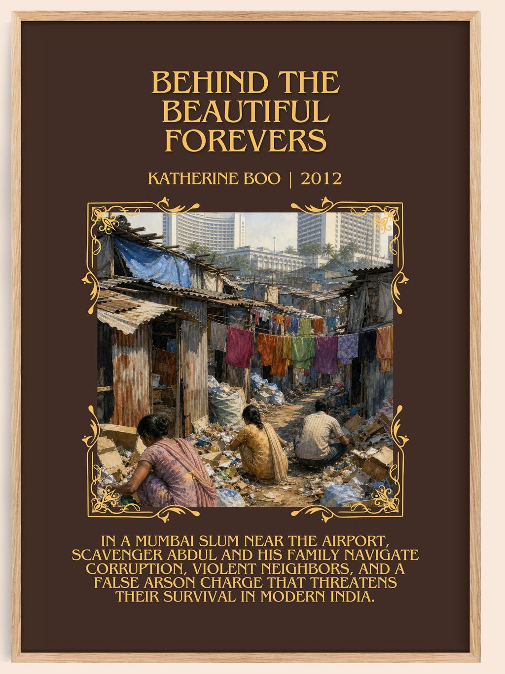 Behind the Beautiful Forevers Minimalist Book Poster by Katherine Boo – book poster