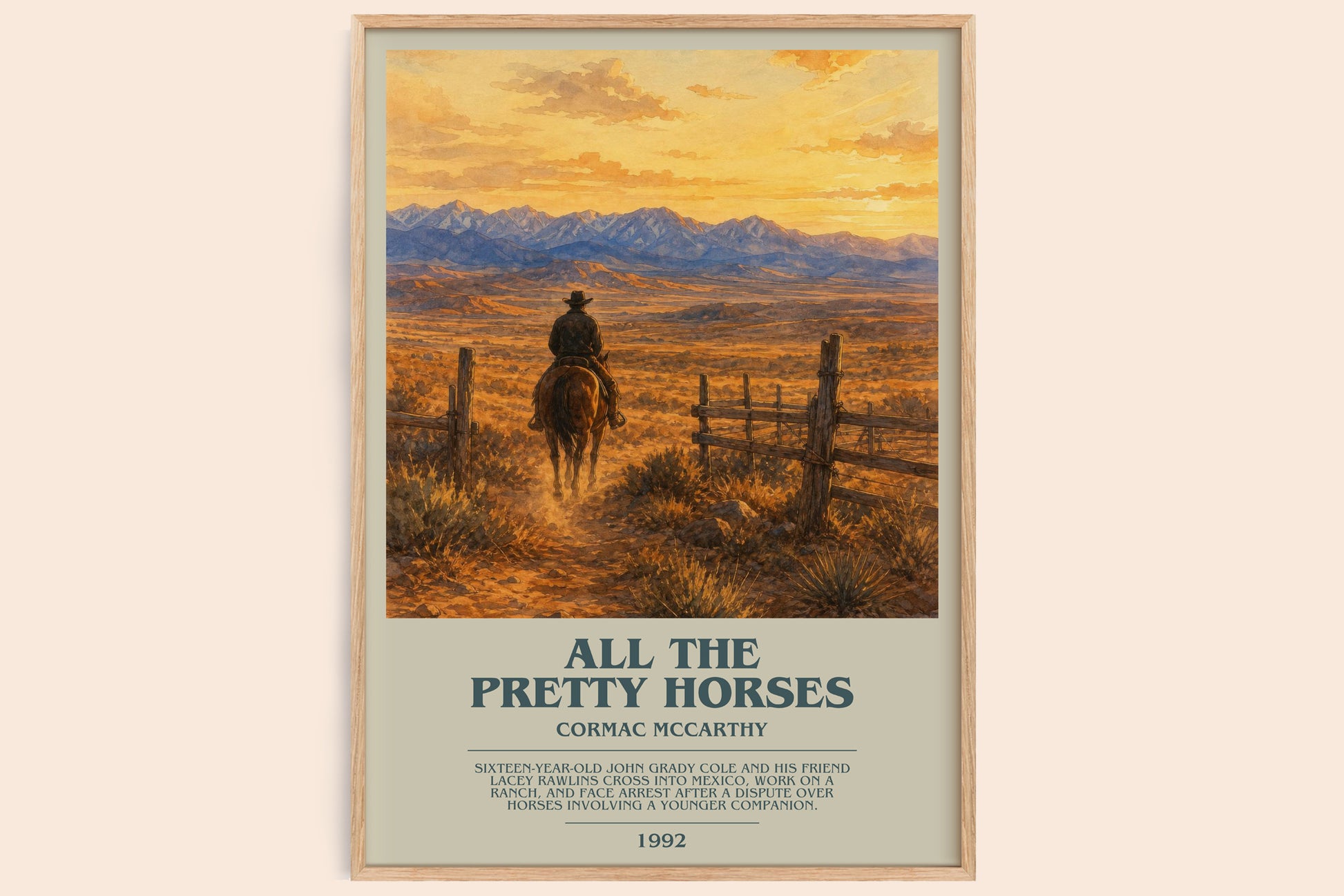 All The Pretty Horses bookish book poster by Cormac Mccarthy – framed literary art print