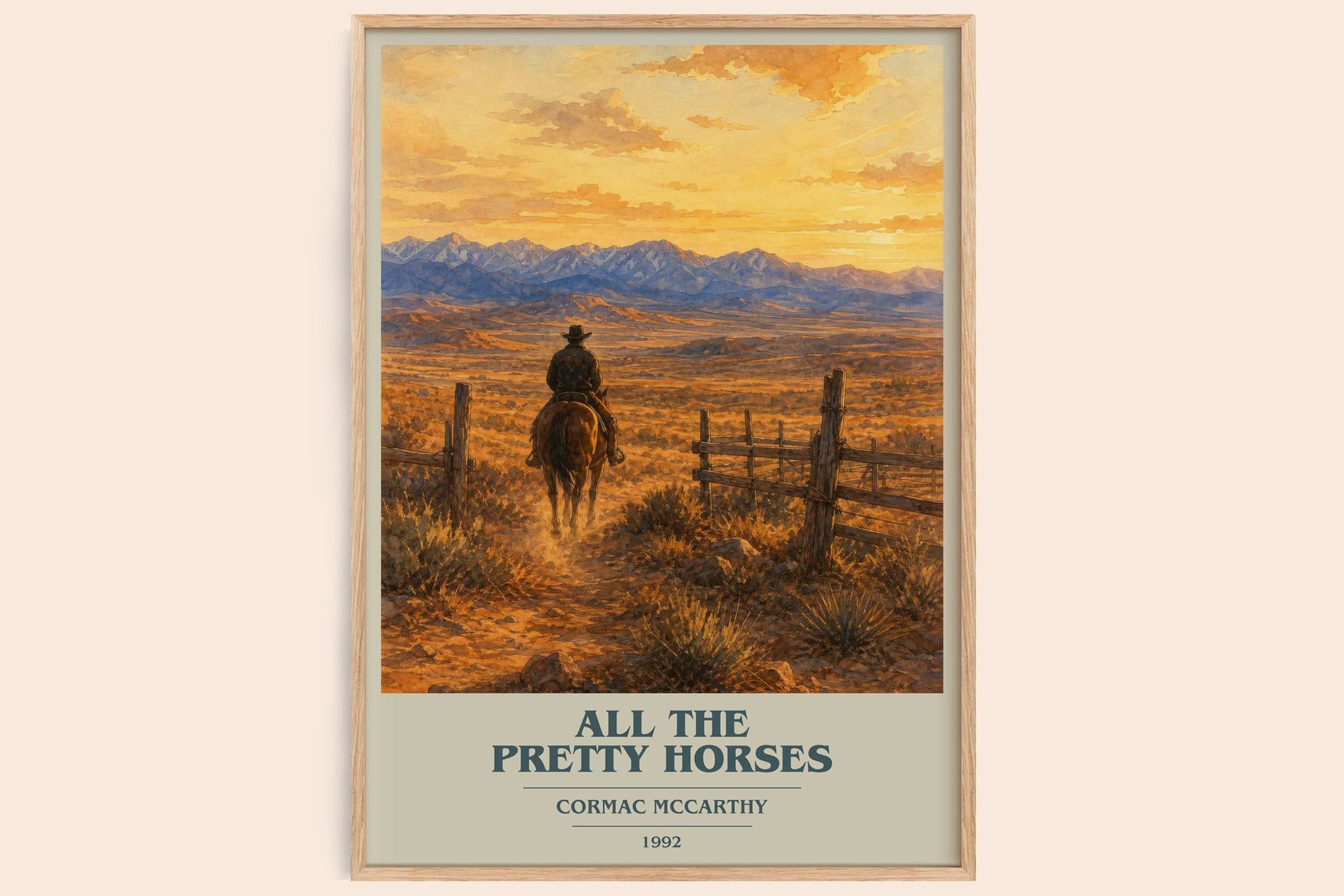 All The Pretty Horses book cover book poster by Cormac Mccarthy – framed literary art print