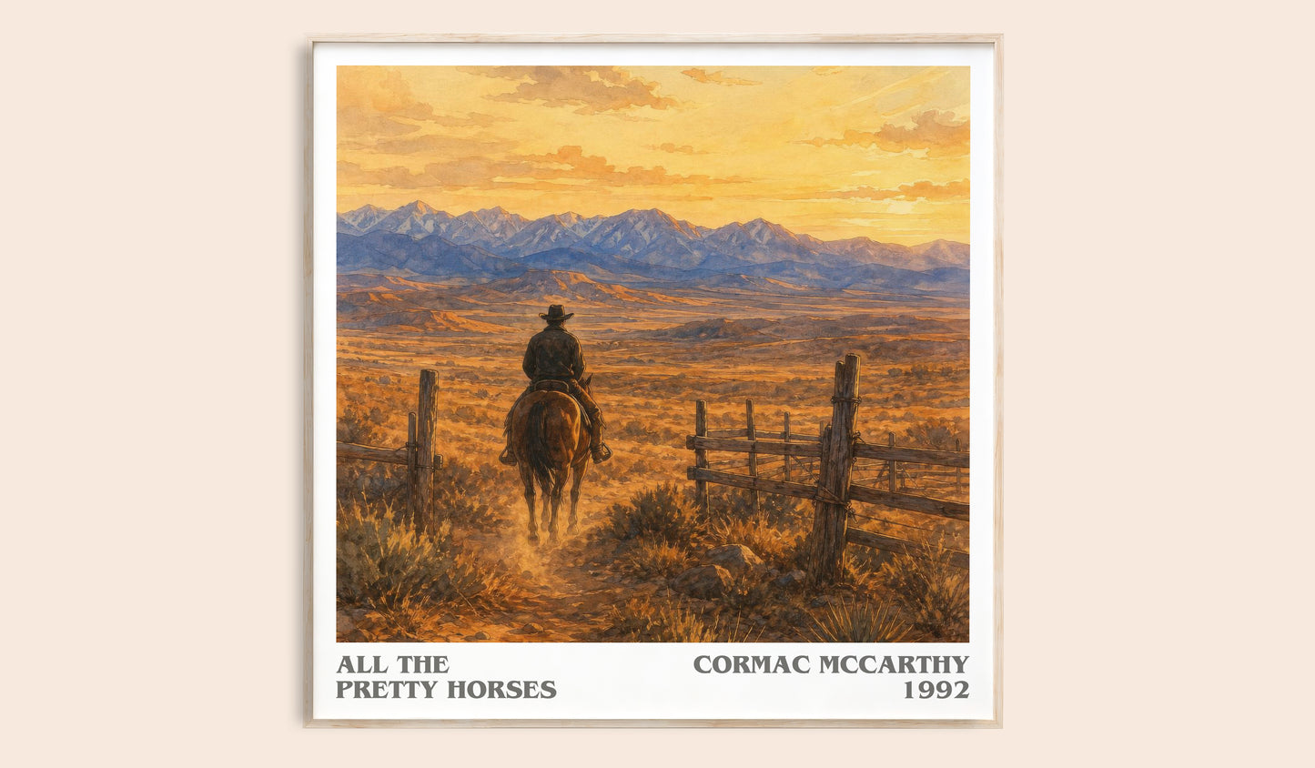 All The Pretty Horses literary book poster by Cormac Mccarthy – framed literary art print