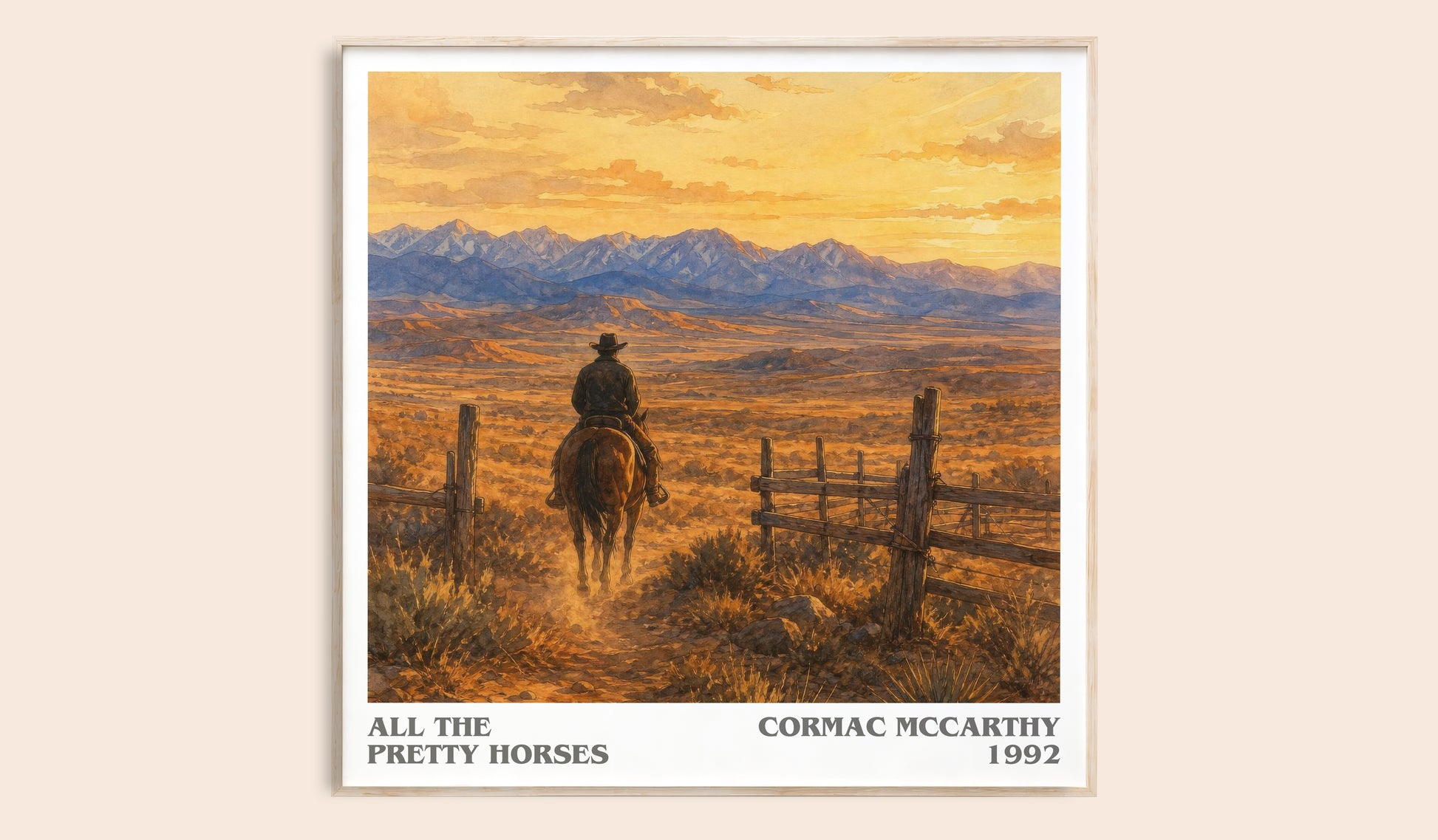 All The Pretty Horses literary book poster by Cormac Mccarthy – framed literary art print